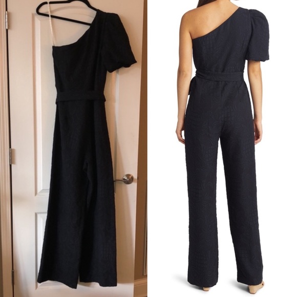 NWT Lilly Pulitzer Brialyn One Shoulder Jumpsuit: Pineapple Pucker Jacquard, 14. - Picture 4 of 10